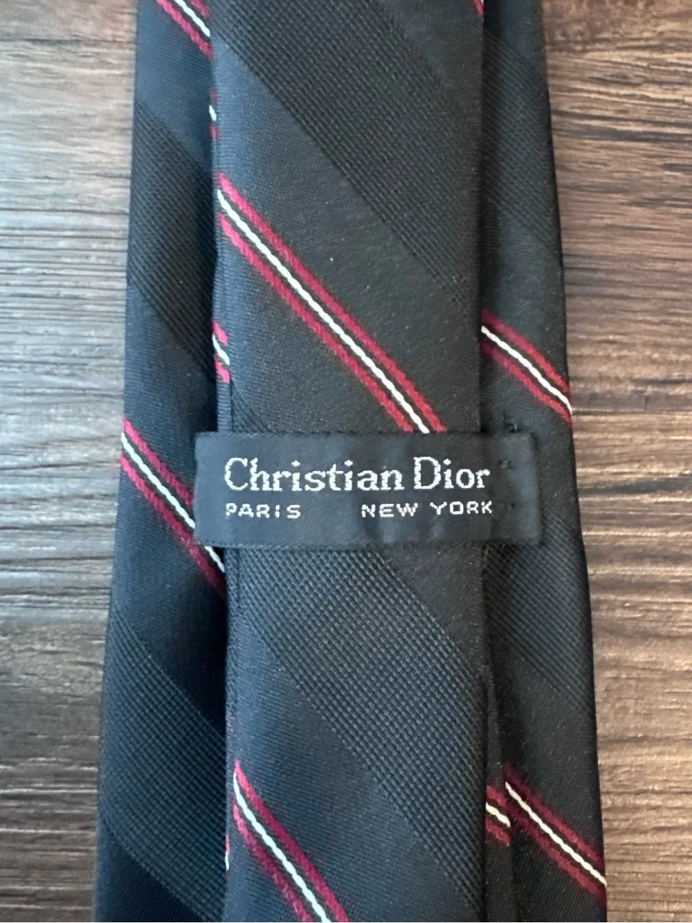 Vintage Christian Dior Men’s Black Red Stripe Neck Tie